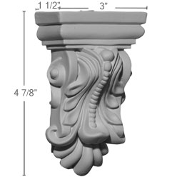 Ekena Millwork - COR03X01X04OR - Endurathane Orion Corbel, 3"W x 1 1/2"D x 4 7/8"H, Factory Primed