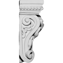 Ekena Millwork - COR02X01X04HE - Endurathane Helene Leaf Corbel, 2 7/8"W x 1 1/2"D x 4 3/8"H, Factory Primed