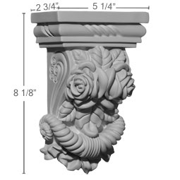 Ekena Millwork - COR05X02X08RO - Endurathane Rose Corbel, 5 1/4"W x 2 3/4"D x 8 1/8"H, Factory Primed