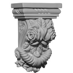 Ekena Millwork - COR05X02X08RO - Endurathane Rose Corbel, 5 1/4"W x 2 3/4"D x 8 1/8"H, Factory Primed