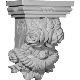 Ekena Millwork - COR08X05X11RO - Endurathane Rose Corbel, 8 1/2"W x 5 1/4"D x 11 3/8"H, Factory Primed