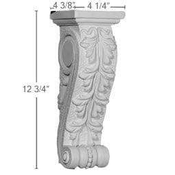 Ekena Millwork - COR04X04X12NE - Endurathane Needham Corbel, 4 1/4"W x 4 3/8"D x 12 3/4"H, Factory Primed