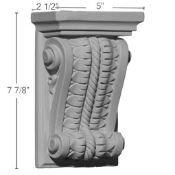 Ekena Millwork - COR05X02X07SA - Endurathane Salem Corbel, 5"W x 2 1/2"D x 7 7/8"H, Factory Primed