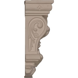 Ekena Millwork - COR02X01X04VL - Endurathane Valletta Corbel, 2 7/8"W x 1 5/8"D x 4 3/8"H, Factory Primed