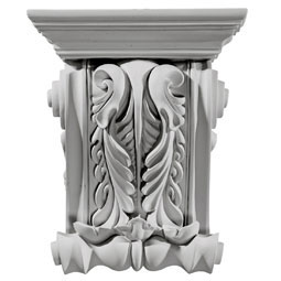 Ekena Millwork - COR11X05X14LY - Endurathane Lyon Twin Leaf Corbel, 11 3/4"W x 5 7/8"D x 14 1/8"H, Factory Primed