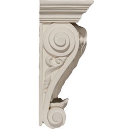 Ekena Millwork - COR11X05X14LY - Endurathane Lyon Twin Leaf Corbel, 11 3/4"W x 5 7/8"D x 14 1/8"H, Factory Primed