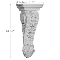Ekena Millwork - COR06X04X14JA - Endurathane Jackson Single Leaf Drop Corbel, 6 1/8"W x 4 1/4"D x 14 1/2"H, Factory Primed