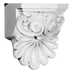 Ekena Millwork - COR06X05X09QU - Endurathane Quentin Shell Corbel, 6 3/8"W x 5 5/8"D x 9"H, Factory Primed