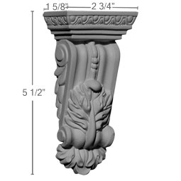 Ekena Millwork - COR02X01X05GR - Endurathane Granada Corbel, 2 3/4"W x 1 5/8"D x 5 1/2"H, Factory Primed