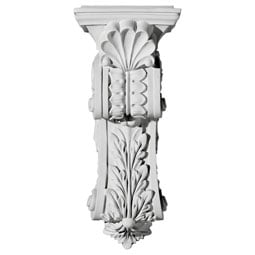 Ekena Millwork - COR07X08X18SC - Endurathane Scroll Leaf Corbel, 7 7/8"W x 8 3/4"D x 18 1/4"H, Factory Primed