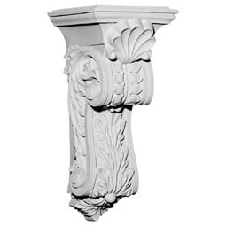 Ekena Millwork - COR07X08X18SC - Endurathane Scroll Leaf Corbel, 7 7/8"W x 8 3/4"D x 18 1/4"H, Factory Primed