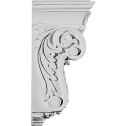 Ekena Millwork - COR04X05X10SC - Endurathane Scroll Leaf Corbel, 4 5/8"W x 5 1/4"D x 10 3/4"H, Factory Primed