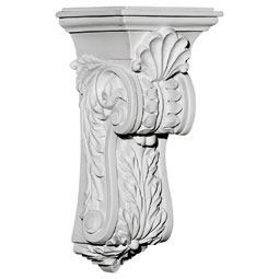 Ekena Millwork - COR04X05X10SC - Endurathane Scroll Leaf Corbel, 4 5/8"W x 5 1/4"D x 10 3/4"H, Factory Primed