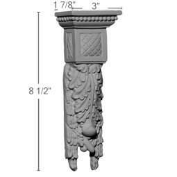 Ekena Millwork - COR03X01X08HA - Endurathane Hampshire Small Drop Corbel, 3"W x 1 7/8"D x 8 1/2"H, Factory Primed