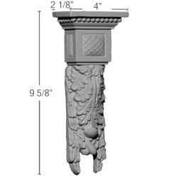 Ekena Millwork - COR04X02X09HA - Endurathane Hampshire Medium Drop Corbel, 4"W x 2 1/8"D x 9 5/8"H, Factory Primed