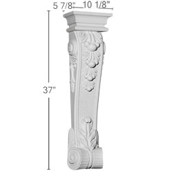 Ekena Millwork - COR10X05X37MO - Endurathane Monique Corbel, 10 1/8"W x 5 7/8"D x 37"H, Factory Primed