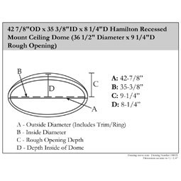 Ekena Millwork - DOME42HA - 42 7/8"OD x 35 3/8"ID x 8 1/4"D Hamilton Recessed Mount Ceiling Dome (36 1/2" Diameter x 9 1/4"D Rough Opening)