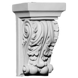 Ekena Millwork - COR03X02X06AP - Endurathane Apollo Leaf Corbel, 3 1/2"W x 2 3/4"D x 6"H, Factory Primed