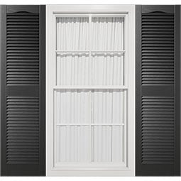 Mid-America - LL1C - Lifetime Vinyl, TailorMade Cathedral Top Center Mullion, Open Louver Shutters, w/Shutter-Loks (Per Pair)