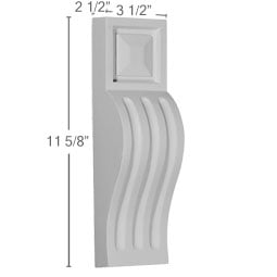 Ekena Millwork - COR03X02X11MA - Endurathane Maria Corbel, 3 1/2"W x 2 1/2"D x 11 5/8"H, Factory Primed