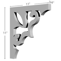 Ekena Millwork - BKT11X11X00SO - Endurathane Southampton Bracket, 3/4"W x 11"D x 11"H, Factory Primed