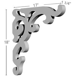 Ekena Millwork - BKT18X17X01AS - Endurathane Ashford Bracket, 1 1/4"W x 17"D x 18"H, Factory Primed