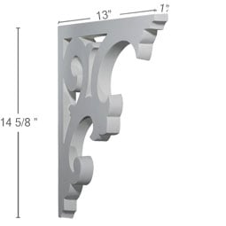 Ekena Millwork - BKT13X14X01CH - Endurathane Chesterfield Bracket, 1"W x 13 3/4"D x 14 5/8"H, Factory Primed