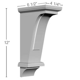Ekena Millwork - BKT06X12X04BE - Endurathane Bedford Bracket, 4 1/4"W x 6 1/2"D x 12"H, Factory Primed