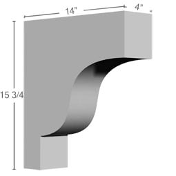Ekena Millwork - BKT14X15X04WI - Endurathane Wirral Bracket, 4"W x 14"D x 15 3/4"H, Factory Primed