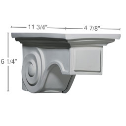 Ekena Millwork - BKT11X06X05GI - Endurathane Giana Bracket, 6 1/4"W x 11 3/4"D x 5 7/8"H, Factory Primed