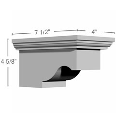 Ekena Millwork - BKT07X04X04LA - Endurathane Lanarkshire Bracket, 4 5/8"W x 4"H, Factory Primed