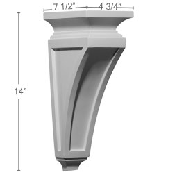 Ekena Millwork - COR04X07X14RE - Endurathane Reece Corbel, 4 3/4"W x 7 1/2"D x 14"H, Factory Primed