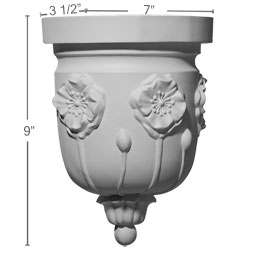 Ekena Millwork - COR07X03X09SP - Endurathane Springtime Corbel, 7"W x 3 1/2"D x 9"H, Factory Primed