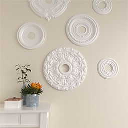 Ekena Millwork - CM19SP_P - Endurathane Spring Leaf Ceiling Medallion, 19 7/8"OD x 3 5/8"ID x 1 1/4"P (Fits Canopies up to 5 5/8")