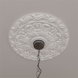 Ekena Millwork - CM19SP_P - Endurathane Spring Leaf Ceiling Medallion, 19 7/8"OD x 3 5/8"ID x 1 1/4"P (Fits Canopies up to 5 5/8")