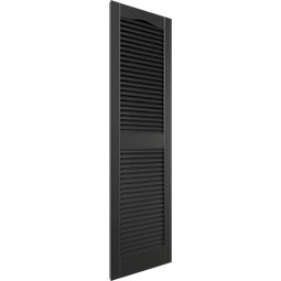 Builder's Edge - 010 - Builders Edge, Vinyl Standard Cathedral Top Center Mullion, Open Louver Shutters, Includes Matching Installation Spikes (Per Pair)