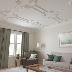 Ekena Millwork - PML16X16BE - Endurathane Bedford Panel Moulding Corner, 17 1/2"W x 16 1/2"H (matches moulding PML02X01BE), Factory Primed