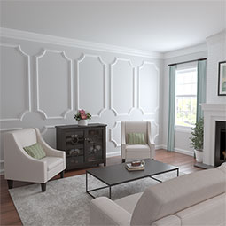 Ekena Millwork - PML17X17BE - Endurathane Bedford Panel Moulding Corner, 18 3/4"W x 17 3/4"H (matches moulding PML02X01BE), Factory Primed