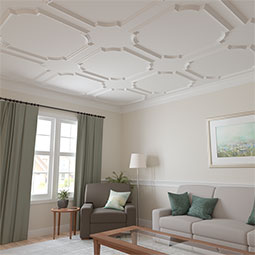 Ekena Millwork - PML15X15BE - Endurathane Bedford Panel Moulding Corner, 16 1/8"W x 15 1/8"H (matches moulding PML02X01BE), Factory Primed