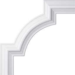 Ekena Millwork - PML15X15BE - Endurathane Bedford Panel Moulding Corner, 16 1/8"W x 15 1/8"H (matches moulding PML02X01BE), Factory Primed