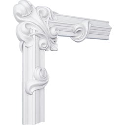Ekena Millwork - PML16X16ED - Endurathane Edinburgh Panel Moulding Corner, 17 1/4"W x 16 1/4"H (matches moulding PML03X01ED), Factory Primed