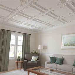 Ekena Millwork - PML16X16ED - Endurathane Edinburgh Panel Moulding Corner, 17 1/4"W x 16 1/4"H (matches moulding PML03X01ED), Factory Primed
