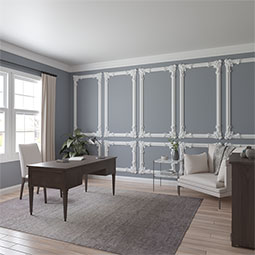 Ekena Millwork - PML16X16ED - Endurathane Edinburgh Panel Moulding Corner, 17 1/4"W x 16 1/4"H (matches moulding PML03X01ED), Factory Primed