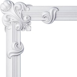 Ekena Millwork - PML16X16ED - Endurathane Edinburgh Panel Moulding Corner, 17 1/4"W x 16 1/4"H (matches moulding PML03X01ED), Factory Primed