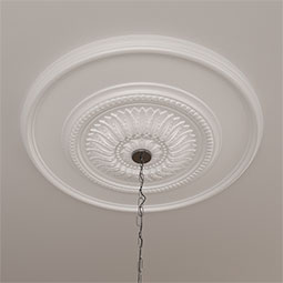 Ekena Millwork - CM41FL_P - Endurathane Large Floral Ceiling Medallion, 41 1/8"OD x 2 1/2"P (Fits Canopies up to 1 1/2"), Factory Primed