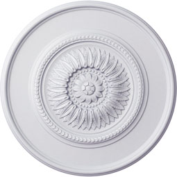 Ekena Millwork - CM41FL_P - Endurathane Large Floral Ceiling Medallion, 41 1/8"OD x 2 1/2"P (Fits Canopies up to 1 1/2"), Factory Primed