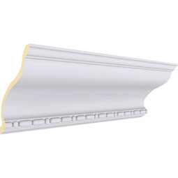Ekena Millwork - MLD08X07X11MD - Endurathane Medea Beaded Crown Moulding, 8 3/4"H x 7"P x 11 1/4"F x 94 1/2"L, Factory Primed