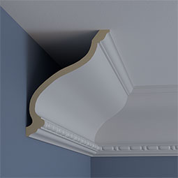 Ekena Millwork - MLD08X07X11MD - Endurathane Medea Beaded Crown Moulding, 8 3/4"H x 7"P x 11 1/4"F x 94 1/2"L, Factory Primed