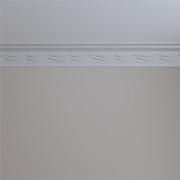 Ekena Millwork - MLD04X04X05BA - Endurathane Bateman Swag Crown Moulding, 4 1/8"H x 4 1/4"P x 5 7/8"F x 94 1/2"L, Factory Primed