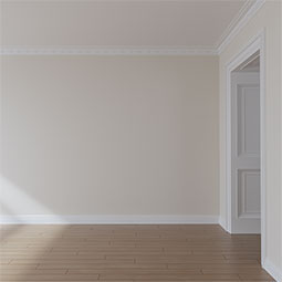 Ekena Millwork - MLD04X04X05BA - Endurathane Bateman Swag Crown Moulding, 4 1/8"H x 4 1/4"P x 5 7/8"F x 94 1/2"L, Factory Primed